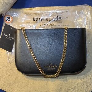 kate spade Black Saffiano Leather Chain Shoulder Bag with Gold Hardware NWT $110